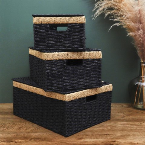 Zestaw 3 koszy Trunk czarne Zestaw 3 koszy Trunk czarne