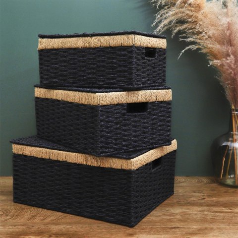 Zestaw 3 koszy Trunk czarne Zestaw 3 koszy Trunk czarne