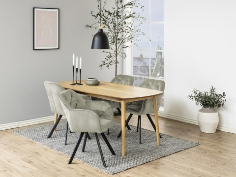 PIKOWANE KRZESŁO Z PODŁOKIETNIKAMI DO JADALNI, BEŻOWE, GLAMOUR, WELUR