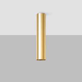 LAMPA WISZĄCA MODERNA, ZŁOTA TUBA, CYLINDER, GU10, SUFITOWA, STALOWA, SALON