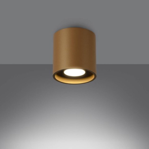 LAMPA SUFITOWA CYLINDRO, ZŁOTA, LOFT, GU10, TUBKA, NATYNKOWA, STALOWA