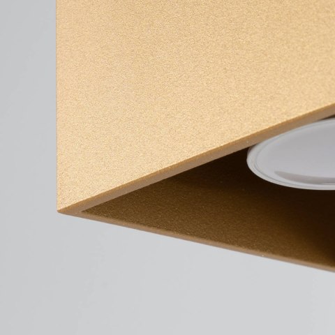 LAMPA SUFITOWA AURAE, ZŁOTA KOSTKA, PLAFON LOFT, KWADRAT, STALOWA, GU10