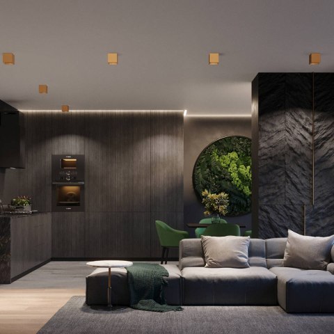 LAMPA SUFITOWA AURAE, ZŁOTA KOSTKA, PLAFON LOFT, KWADRAT, STALOWA, GU10