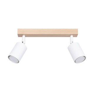 LAMPA SUFITOWA PLAFON AURA, 2XGU10, DREWNO, BIAŁA, LOFT, SALON, POLSKA