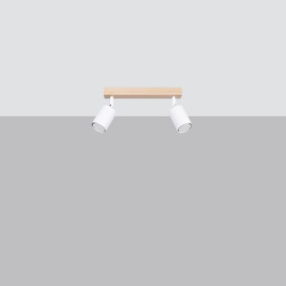 LAMPA SUFITOWA PLAFON AURA, 2XGU10, DREWNO, BIAŁA, LOFT, SALON, POLSKA