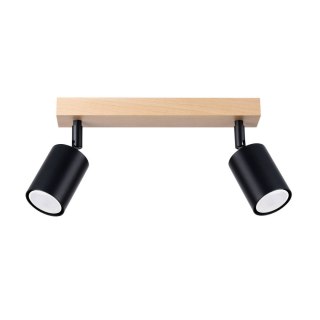 LAMPA SUFITOWA PLAFON AURAEL, CZARNA, DREWNO, LOFT, NOWOCZESNA, 2XGU10