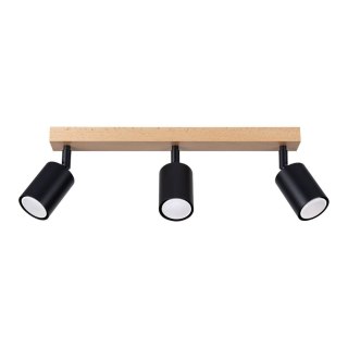 PLAFON LAMPA SUFITOWA AURAEL, 3xGU10, CZARNA, DREWNO, LOFT, INDUSTRIALNA