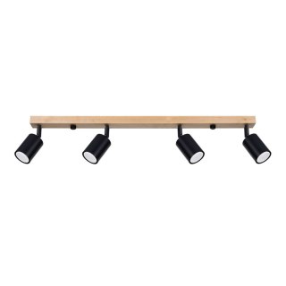 LAMPA SUFITOWA PLAFON AURAEL, 4XGU10, CZARNA, DREWNO, LOFT, NOWOCZESNA