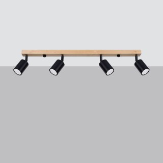 LAMPA SUFITOWA PLAFON AURAEL, 4XGU10, CZARNA, DREWNO, LOFT, NOWOCZESNA