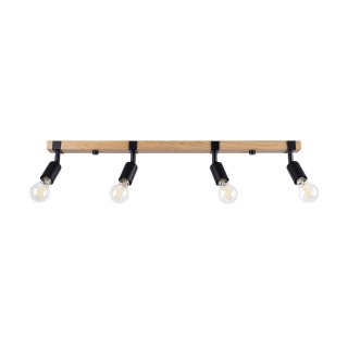 LAMPA SUFITOWA LUMINA, PLAFON, DREWNO, STAL, LOFT, 4XE27, CZARNA, SALON