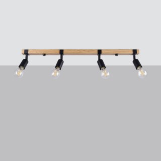 LAMPA SUFITOWA LUMINA, PLAFON, DREWNO, STAL, LOFT, 4XE27, CZARNA, SALON