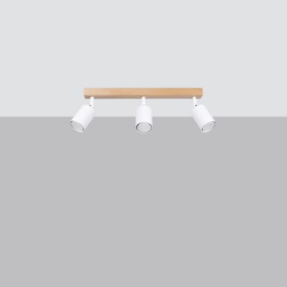 PLAFON LAMPA SUFITOWA AURAEL, 3XGU10, BIAŁA, DREWNO, LOFT, DO SALONU