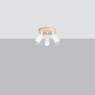 PLAFON LAMPA SUFITOWA AURAEL, BIAŁY, DREWNO, 3XGU10, LOFT, DO SALONU