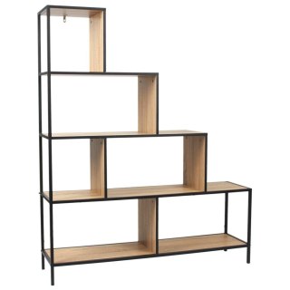 CZARNY METALOWY REGAŁ SCHODKOWY LOFT, DĄB, DO POKOJU, INDUSTRIALNY 146 CM