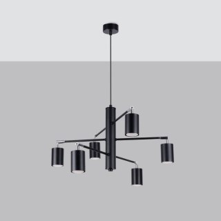ŻYRANDOL CZARNY CLARUS, LAMPA WISZĄCA, 6XGU10, NOWOCZESNY, SALON, LOFT