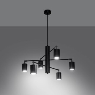 ŻYRANDOL CZARNY CLARUS, LAMPA WISZĄCA, 6XGU10, NOWOCZESNY, SALON, LOFT