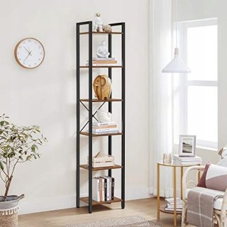 REGAŁ NA KSIĄŻKI VIEUXVAL, 6 PÓŁEK, OTWARTY, LOFT, INDUSTRIALNY, DO SALONU