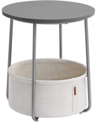 STOLIK KAWOWY OKRĄGŁY FLUIDO, LAWA, LOFT, DO SALONU, Z PÓŁKĄ, BIAŁY, 45 CM