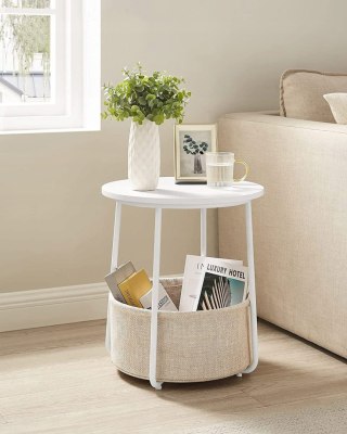 STOLIK KAWOWY MODERNA, OKRĄGŁY, BIAŁY, LOFT, DO SALONU, LAWA, STÓŁ, 45 CM
