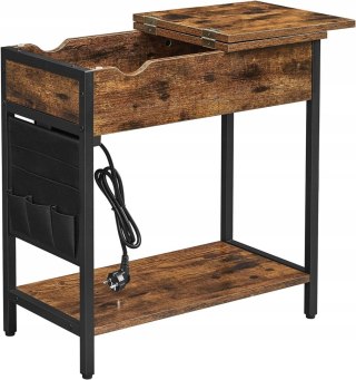 STOLIK KAWOWY NOCNY BORGO, ŁAWA, LOFT, Z PÓŁKĄ, CZARNY, DO SALONU, 60 CM