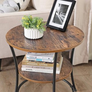 STOLIK KAWOWY OKRĄGŁY RUSTICO, ŁAWA, LOFT, CZARNY, Z PÓŁKĄ, DO SALONU, CM