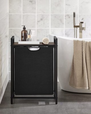 KOSZ NA PRANIE BIELIZNĘ RUSTICO, 65L, LOFT, POJEMNIK ŁAZIENKOWY, CZARNY