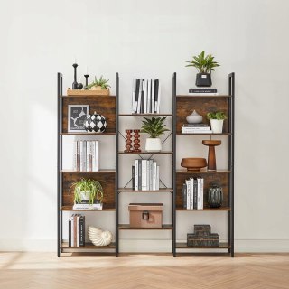 REGAŁ NA KSIĄŻKI RURALE, 14 PÓŁEK, LOFT, INDUSTRIALNY, DO SALONU, 166 CM