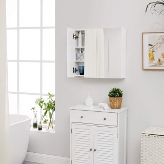 SZAFKA ŁAZIENKOWA WISZĄCA Z LUSTREM AURA, BIAŁA, 60CM, 3 DRZWI, MDF