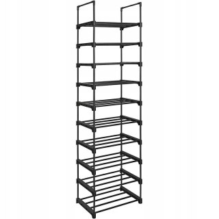 REGAŁ NA BUTY STRATA, SZAFKA, PÓŁKA, 10 PÓŁEK, CZARNY, LOFT, INDUSTRIALNY