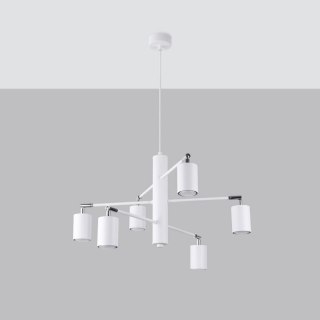 ŻYRANDOL BIAŁY CLARUS, LAMPA WISZĄCA, 6XGU10, NOWOCZESNY, LOFT, SALON