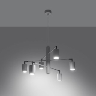 ŻYRANDOL BIAŁY CLARUS, LAMPA WISZĄCA, 6XGU10, NOWOCZESNY, LOFT, SALON
