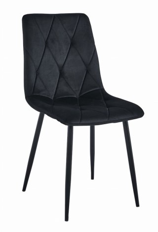 KRZESŁO TAPICEROWANE AURA, WELUROWE, DO SALONU, JADALNI, VELVET, CZARNE