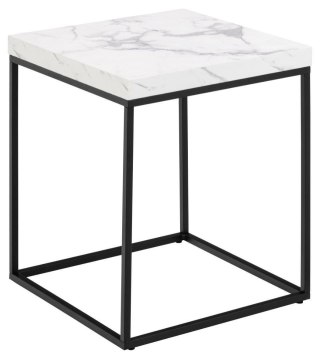 STOLIK KAWOWY MODESTO, ŁAWA, LOFT, CZARNY, DO SALONU, BIAŁY MARMUR, 3 CM