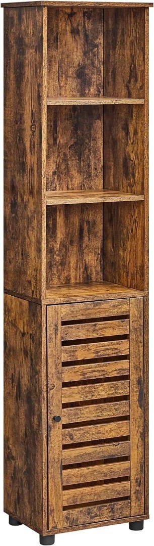 SZAFKA ŁAZIENKOWA BROUSSIN, REGAŁ SŁUPEK, LOFT, RUSTYKALNY BRĄZ, 167 CM