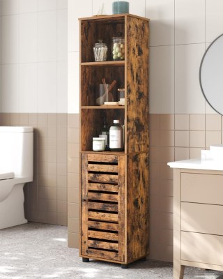 SZAFKA ŁAZIENKOWA BROUSSIN, REGAŁ SŁUPEK, LOFT, RUSTYKALNY BRĄZ, 167 CM