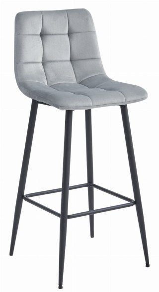 HOKER BAROWY AURA, KRZESŁO, AKSAMIT, SREBRNO SZARY, 76CM, CZARNE NOGI, LOFT