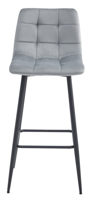 HOKER BAROWY AURA, KRZESŁO, AKSAMIT, SREBRNO SZARY, 76CM, CZARNE NOGI, LOFT