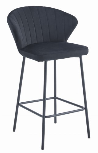 HOKER BAROWY AVENTA, CZARNY, KRZESŁO DO KUCHNI, WELUR, AKSAMIT, LOFT, 66CM