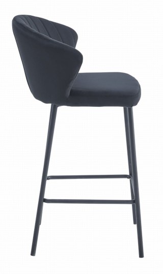 HOKER BAROWY AVENTA, CZARNY, KRZESŁO DO KUCHNI, WELUR, AKSAMIT, LOFT, 66CM