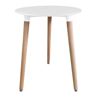 STÓŁ OKRĄGŁY FORMA, BIAŁY, 60 CM, BUKOWE NOGI, NOWOCZESNY, SALONU, KUCHNI