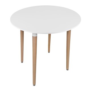 STÓŁ OKRĄGŁY FORMA, 80 CM, BIAŁY, SKANDYNAWSKI, KUCHNI, SALONU, BUKOWE NOGI