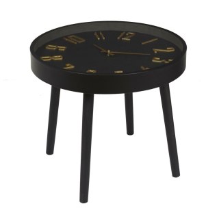 STOLIK KAWOWY, ŁAWA, OKRĄGŁY, LOFT, CZARNY, Z ZEGAREM, SALONU, HOROLOGIUM