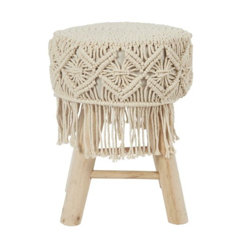 TAPICEROWANY TABORET BOHO, PLECIONKA, DREWNIANY, DO POKOJU, VINTAGE, BEŻOWY TAPICEROWANY TABORET BOHO, PLECIONKA, DREWNIANY, DO POKOJU, VINTAGE, BEŻOWY