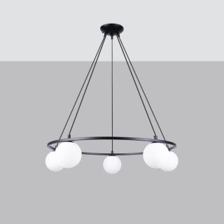PLAFON ŻYRANDOL AURA CZARNY, NOWOCZESNY, SZKLANE KULE, 5XG9, DO SALONU