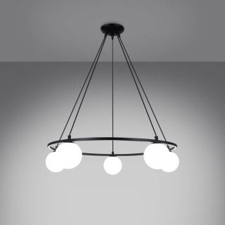 PLAFON ŻYRANDOL AURA CZARNY, NOWOCZESNY, SZKLANE KULE, 5XG9, DO SALONU