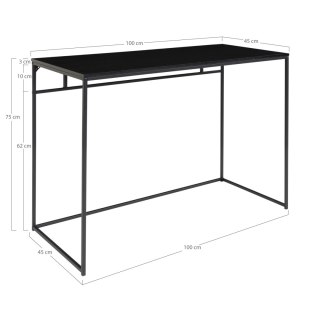 CZARNE METALOWE BIURKO LOFT, DO POKOJU, PRAKTYCZNE, INDUSTRIALNE, 100 CM
