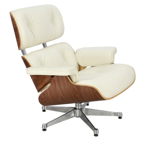 Fotel Longue Skórzany Biały, drewno, ekskluzywny, skóra naturalna, srebrny