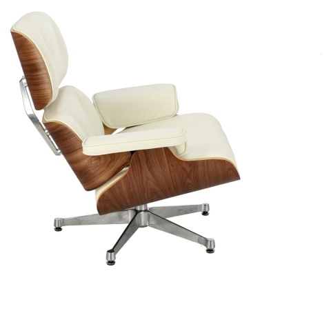 Fotel Longue Skórzany Biały, drewno, ekskluzywny, skóra naturalna, srebrny