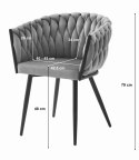 Krzesło ORION - aksamit ciemny róż / nogi czarne x 1