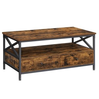 STOLIK KAWOWY, ŁAWA RUSTIQUE, LOFT, DO SALONU, Z PÓŁKĄ, CZARNY, 100 CM